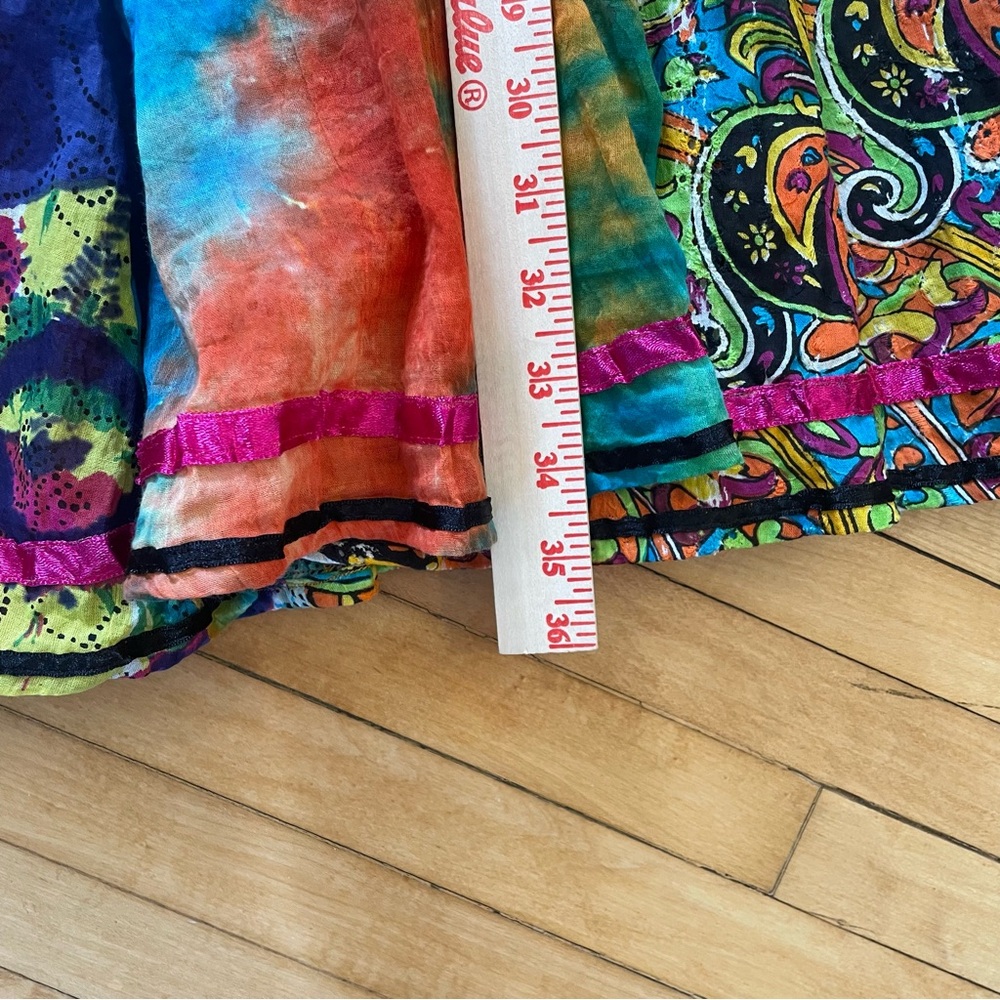 ANU BY NATURAL Mixed Print Patchwork Circle Skirt… - image 11